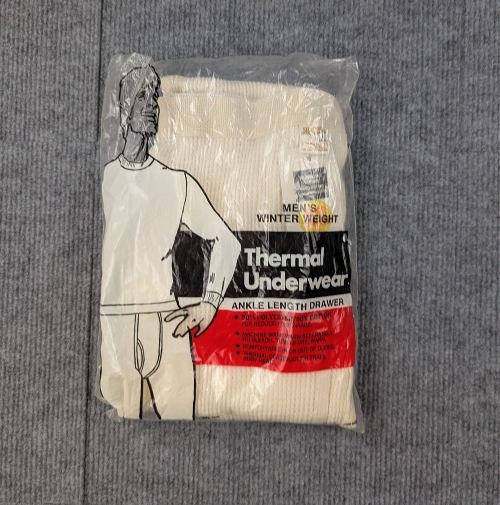 Vintage Thermal Underwear Men Large Ankle Length Drawer Winter Weight Sportswear